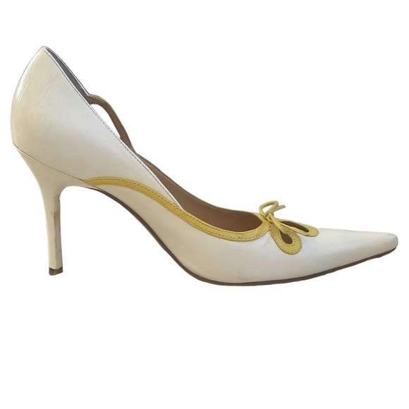 BCBG MaxAria Color cream and yellow pointy toe pump Leather All Leather Sz 6 1/2 - Picture 6 of 13